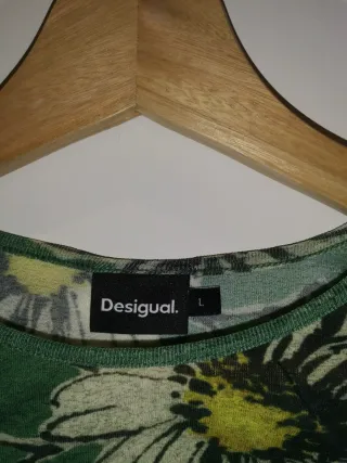 Top Desigual Fruncido Flores Verde