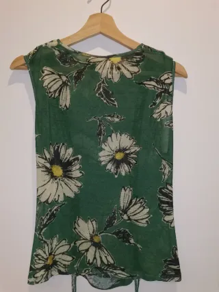 Top Desigual Fruncido Flores Verde