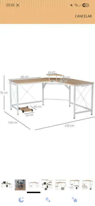 Mesa esquinera (escritorio en forma de L)