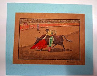 Antiguas postales de corcho de tauromaquia