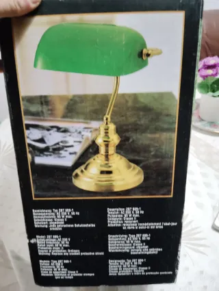 Lámpara de Banquero Vintage Verde y Dorada