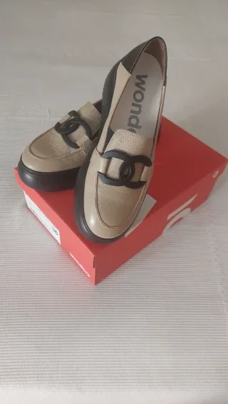 Zapatos Wonders Mujer Talla 36 Beige/Negro