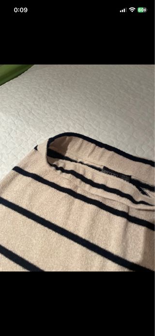 Falda rayas abertura lateral beige y negra