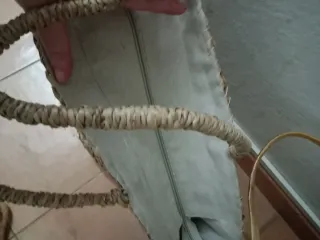 Lote de 5 capazos de mimbre y tela