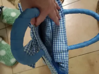 Lote de 5 capazos de mimbre y tela