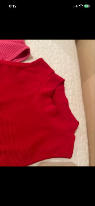 Pack 2 Tops Stradivarius Talla XS Rojo y Rosa