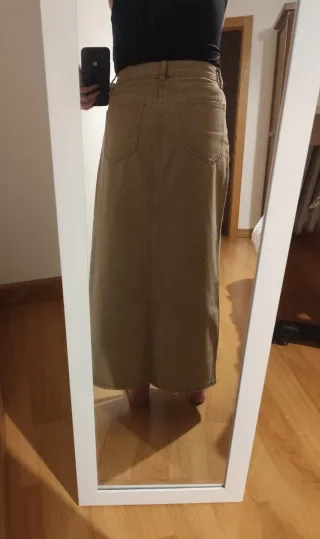 Falda larga vaquera marrón