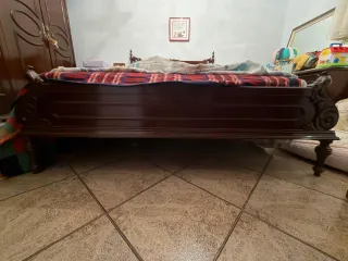 Cama Matrimonio Madera y Tela