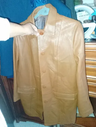 Chaqueta de piel beige talla 44