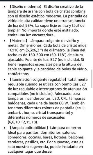 Lámpara colgante 15 bolas cristal dorada