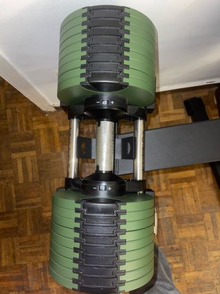 Mancuernas Lullax 40.5kg, soporte + banco top