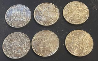 6 monedas de plata de 1000 escudos