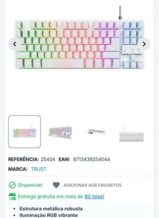 Teclado Gaming Trust RGB Branco