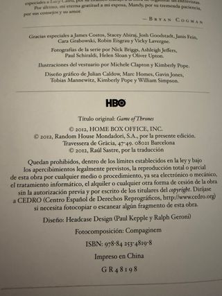 Juego de tronos: Tras las cámaras de HBO. El li...