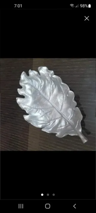 Centro de Mesa Hoja Plateada Cerámica