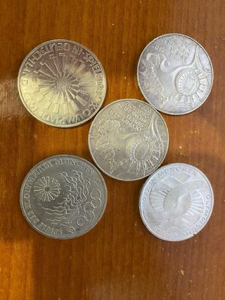 Lote 5 Monedas Plata Alemania Olímpicas Múnich 197