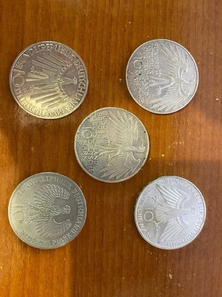 Lote 5 Monedas Plata Alemania Olímpicas Múnich 197