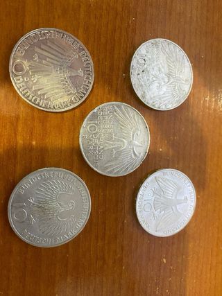 Lote 5 Monedas Plata Alemania Olímpicas Múnich 197