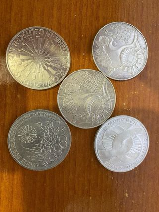 Lote 5 Monedas Plata Alemania Olímpicas Múnich 197