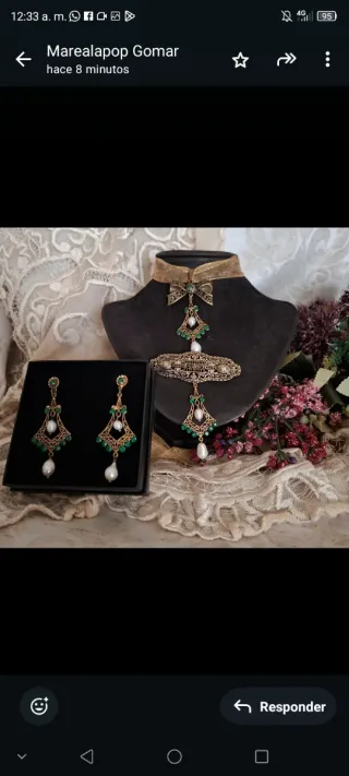 Aderezo fallera huertana oro y verde