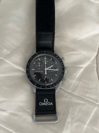 Omega Swatch Moonwatch Negro/Plateado