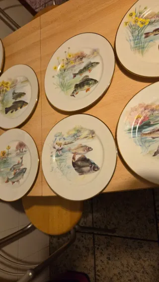 Juego de 8 Platos Decorativos de Porcelana