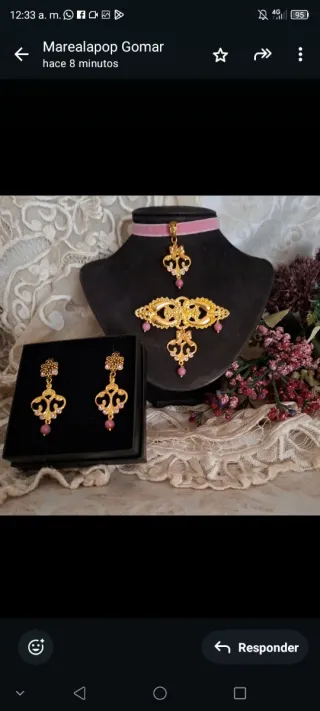 Aderezo Fallera Huertana Oro y Rosa