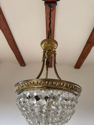 Lámpara Francesa Antigua Cristal/Bronce