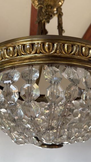 Lámpara Francesa Antigua Cristal/Bronce