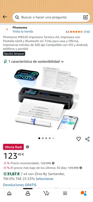 Impresora Térmica Phomemo A4 Bluetooth