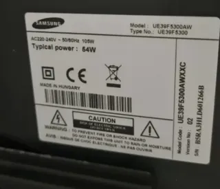 Samsung TV para piezas, pantalla rota ue39f5300awx