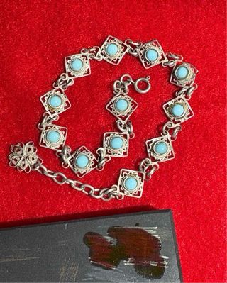 Pulsera Filigrana Plata Ley Turquesa