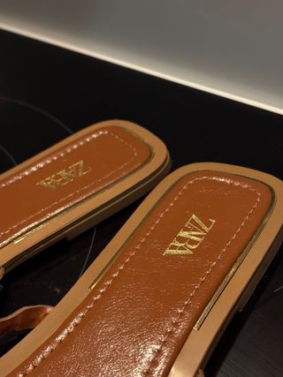 Sandalias Zara Piel Sintética Marrón