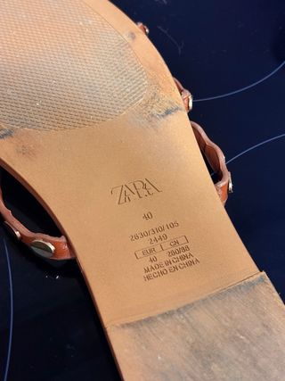 Sandalias Zara Piel Sintética Marrón
