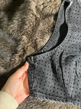 Top Zara brillos un hombro Talla XL