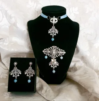 Aderezo Fallera Huertana Plata y Azul