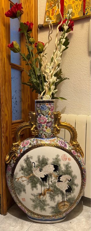 Gran Jarrón Chino Porcelana Decorado