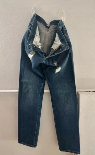 Jeans dritti strappati blu