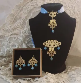 Aderezo Fallera Huertana Azul y Dorado