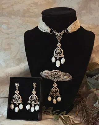 Aderezo Huertana Fallera Plata y Perlas