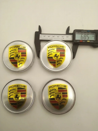 4 centros de llantas PORSCHE 68MM plata