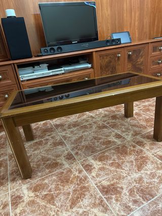 Mesa de centro vintage madera y cristal