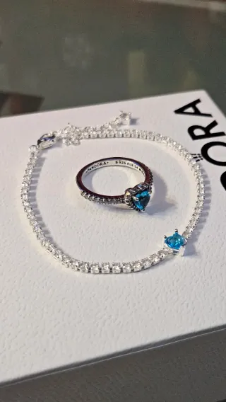 Conjunto Anillo y Pulsera Corazón Azul