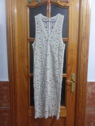 Chaleco largo crochet beige Talla M