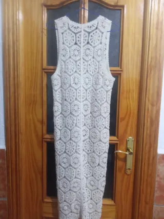 Chaleco largo crochet beige Talla M