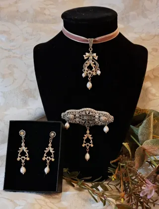 Aderezo Huertana Fallera Plata y Perlas