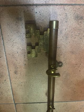 Perchero Antiguo Pared llave Cobre y Madera Cedro