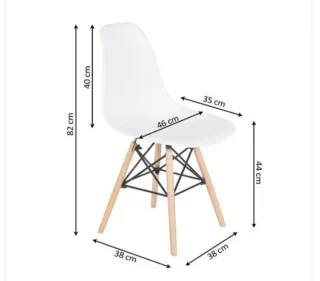 Silla de plástico y madera. Disponible 3 colores
