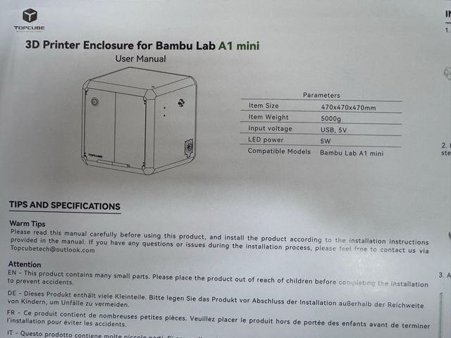 Kit di custodia per stampante 3D Bambu Lab A1 Mini