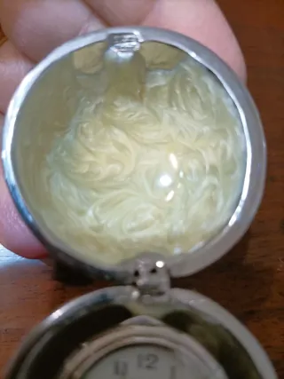 Mini orologio a forma di uovo in stile Fabergé blu